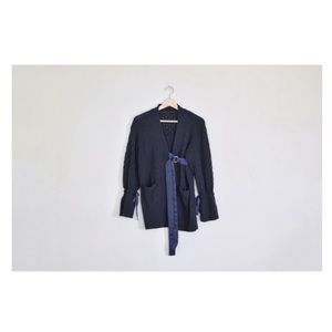 Sacai navy wool cardigan